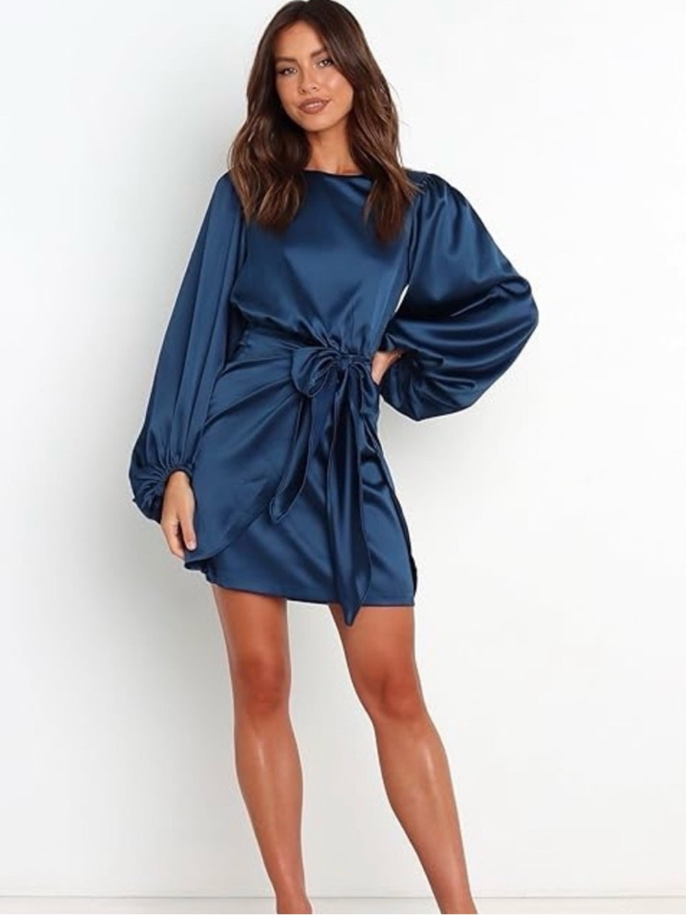 Petal & Pup Navy Blue Satin Mini Dress - Size 8